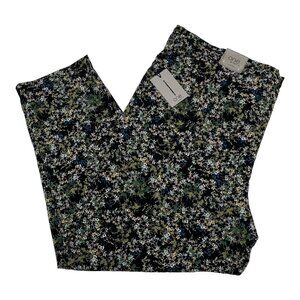 One by Chapter One Jogger Women L  Black Floral Pull On Drawstring Waist Comfort